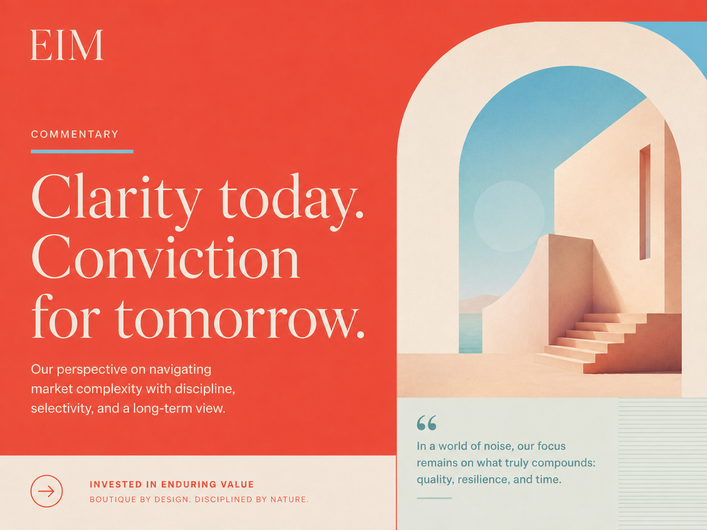 Illustrative EIM LinkedIn commentary asset with editorial headline and architectural imagery.